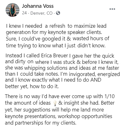 Johanna Voss Testimonial Johanna Voss Testimonial